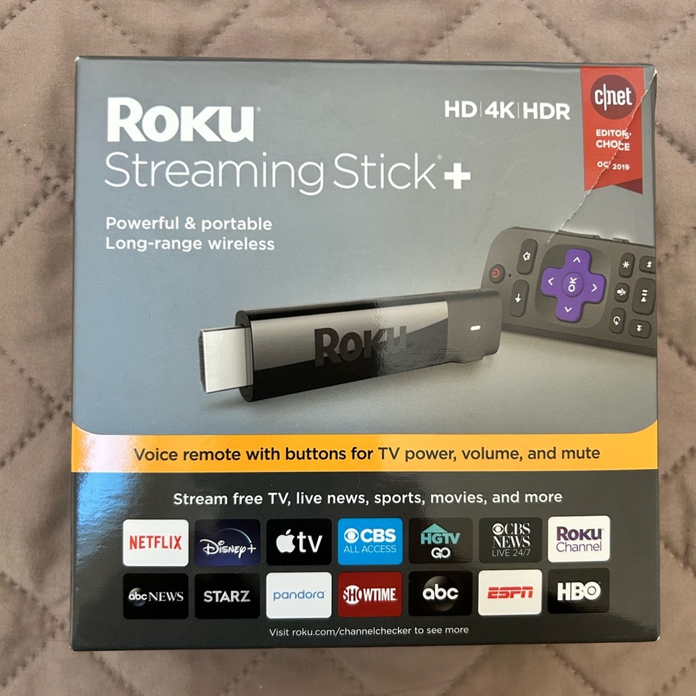 Roku Streaming Stick+ with Black and Purple Remote